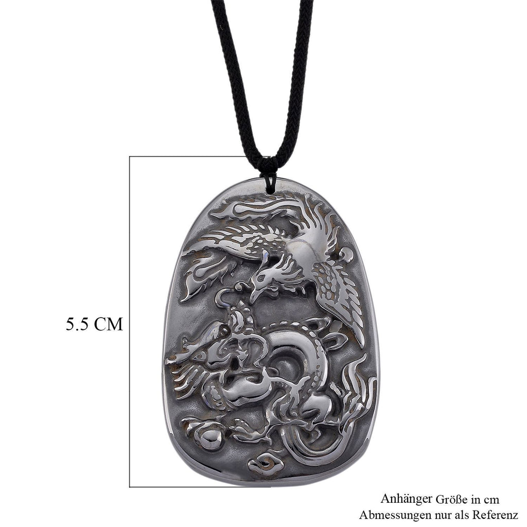 Terahertz Halskette, Drachen und Phönix Motiv, ca. 71 cm, ca. 100.00 ct