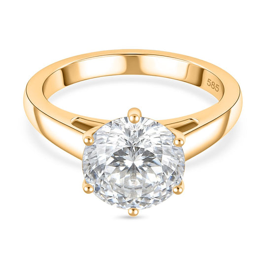 161 Facettiert Moissanit Ring 585 Gold (Größe 19.00) ca. 4,05 ct