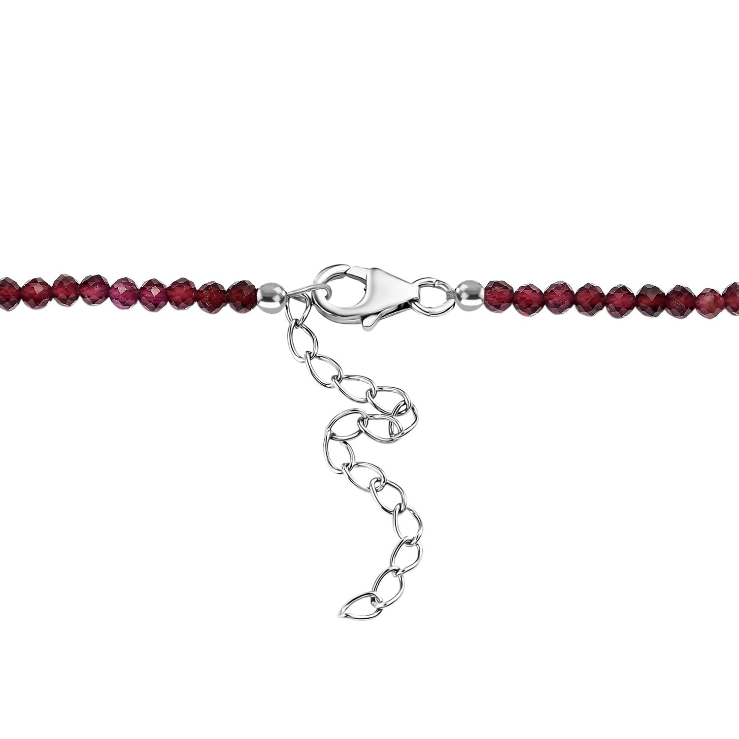 D'Joy Kunzit, Natürlicher Rhodolith Granat Halskette ca. 45 cm + 5 cm Extender, 925 Silber rhodiniert ca. 123.00 ct