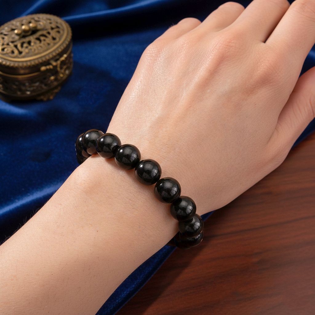 Shungit Armband, flexibel, 18 cm, ca. 170.00 ct