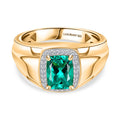 AAA Lab Grown Kolumbianischer Smaragd, Lab Grown Diamant Ring 925 Silber 750 Gelbgold Vermeil (Größe 21.00) ca. 1.41 ct