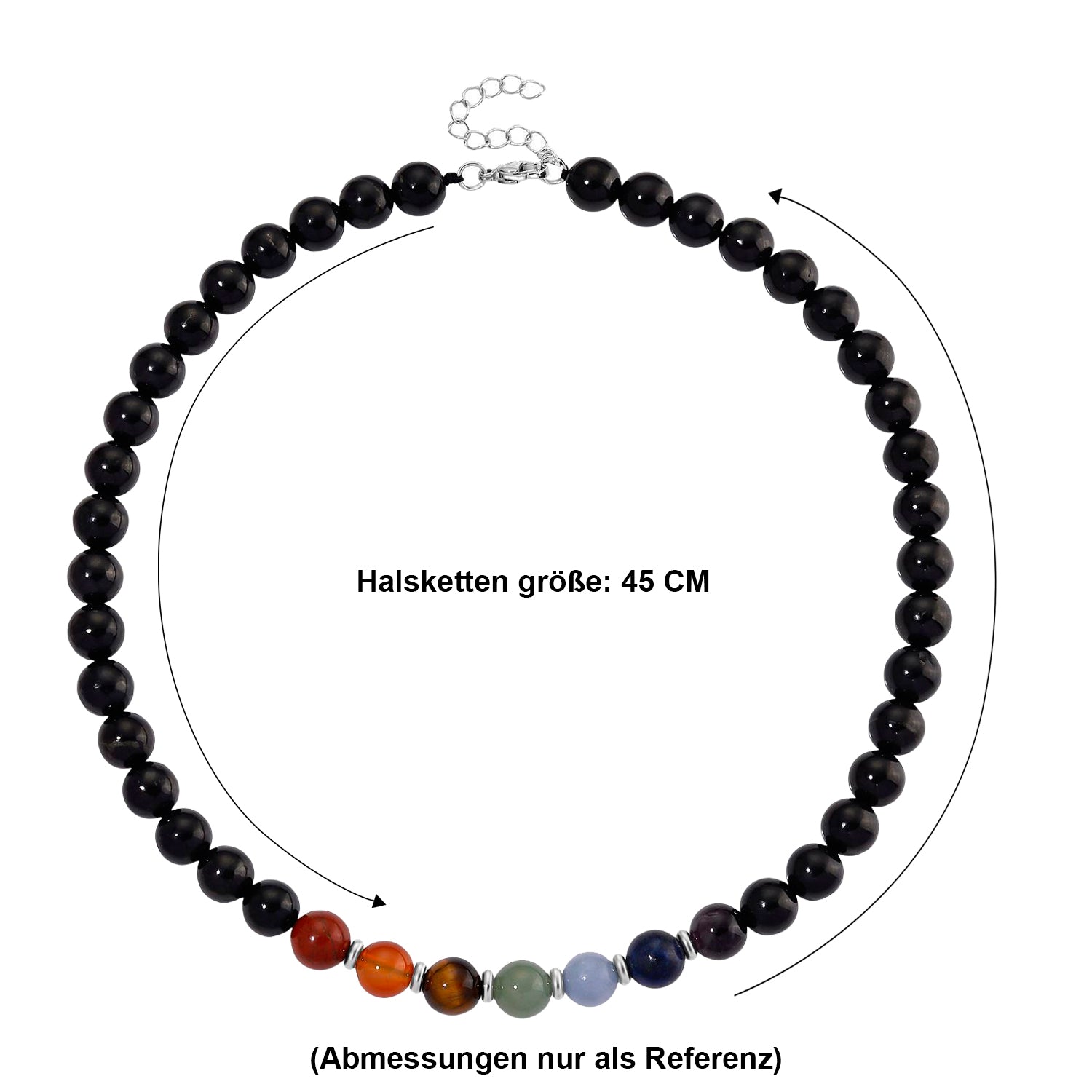 Shungit, Mehrfarbig Edelsteine Halskette ca. 45 cm ca. 300,00 ct.