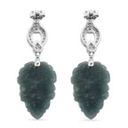 EXTREM SELTEN - D'Joy Natürlicher Olmek Jadeit, Weißer Zirkonia Ohrringe 925 Silber rhodiniert
