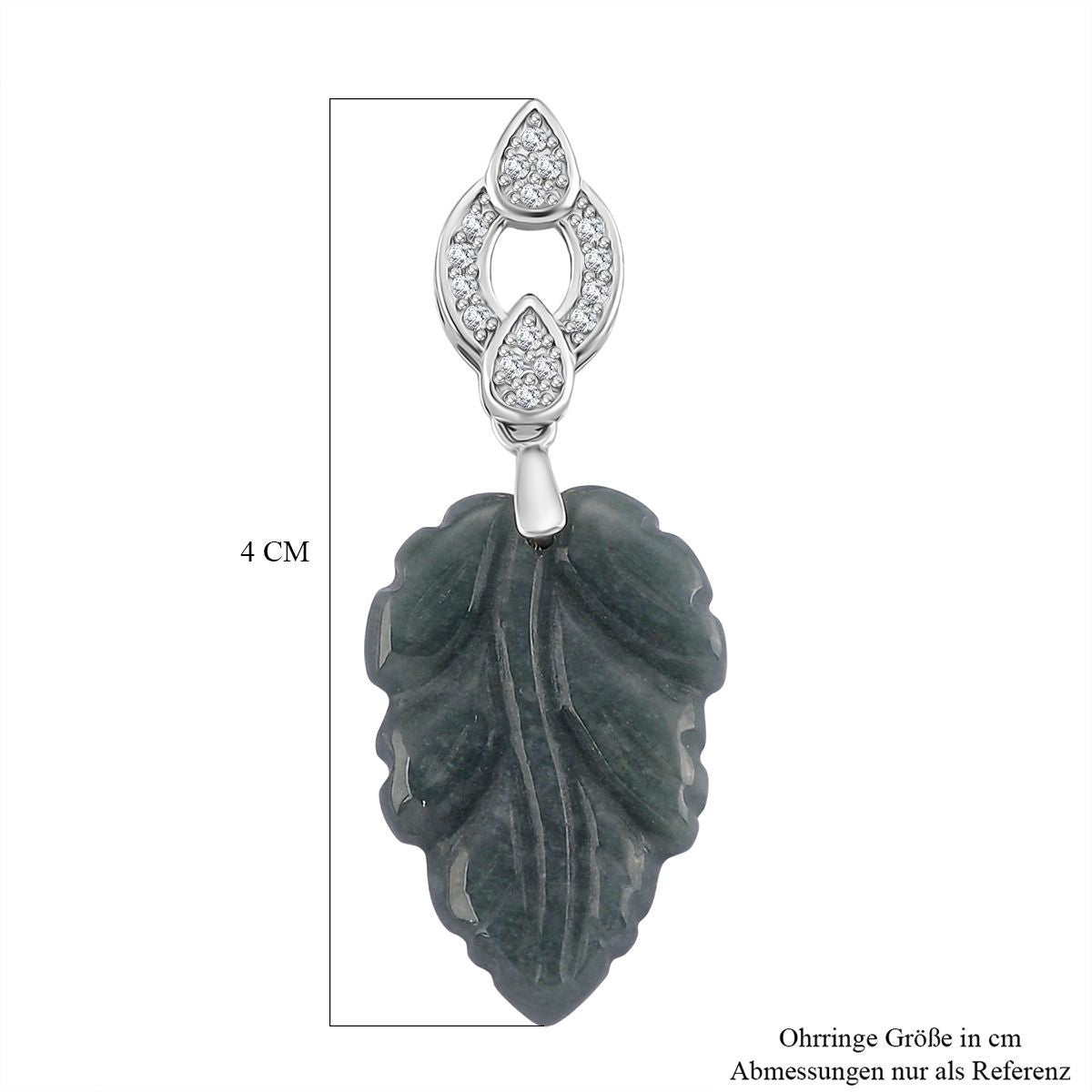 EXTREM SELTEN - D'Joy Natürlicher Olmek Jadeit, Weißer Zirkonia Ohrringe 925 Silber rhodiniert