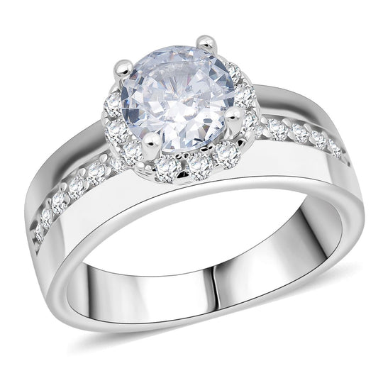 Lustro Stella Weißer Zirkonia Ring 925 Silber rhodiniert (Größe 17.00)