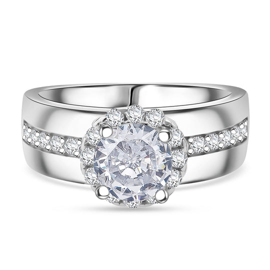 Lustro Stella Weißer Zirkonia Ring 925 Silber rhodiniert (Größe 17.00)