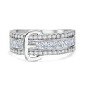 Lustro Stella Weißer Zirkonia Schnalle Ring 925 Silber rhodiniert (Größe 17.00)