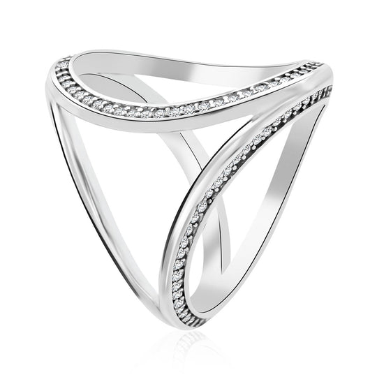 Lustro Stella Weißer Zirkonia Ring 925 Silber rhodiniert (Größe 17.00)