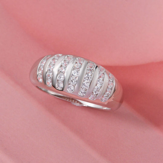 LUSTRO STELLA - Weißer Zirkonia Ring 925 Silber rhodiniert (Größe 20.00)