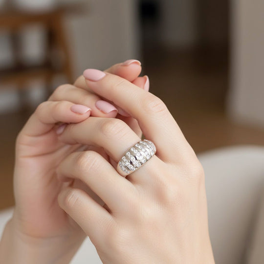 LUSTRO STELLA - Weißer Zirkonia Ring 925 Silber rhodiniert (Größe 20.00)