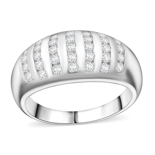 LUSTRO STELLA - Weißer Zirkonia Ring 925 Silber rhodiniert (Größe 20.00)