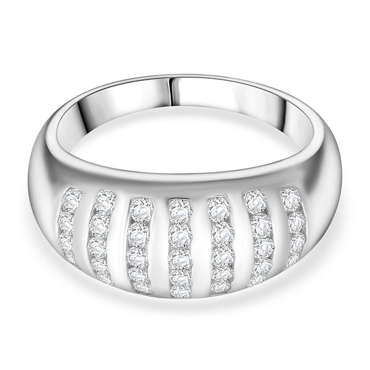 LUSTRO STELLA - Weißer Zirkonia Ring 925 Silber rhodiniert (Größe 20.00)
