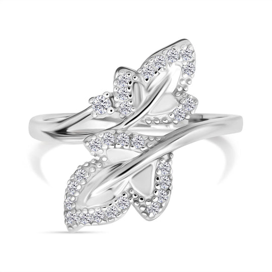 Lustro Stella Weißer Zirkonia Ring 925 Silber rhodiniert