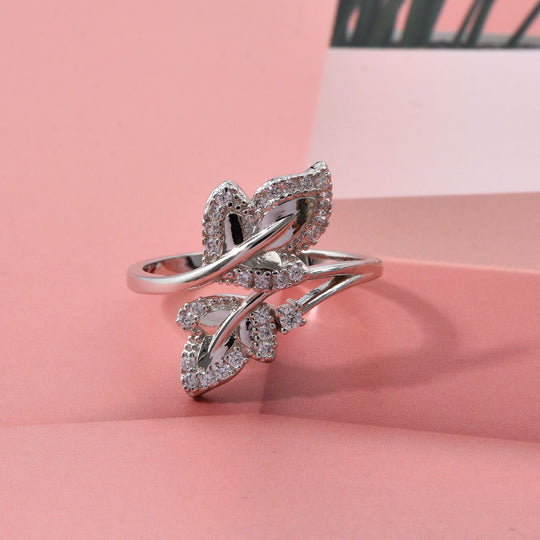 Lustro Stella Weißer Zirkonia Ring 925 Silber rhodiniert