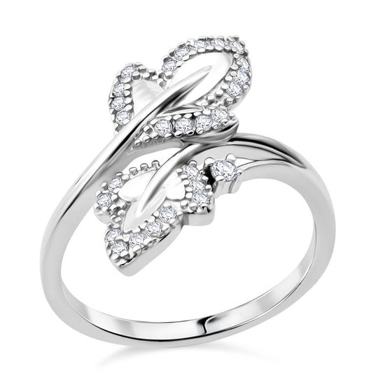 Lustro Stella Weißer Zirkonia Ring 925 Silber rhodiniert