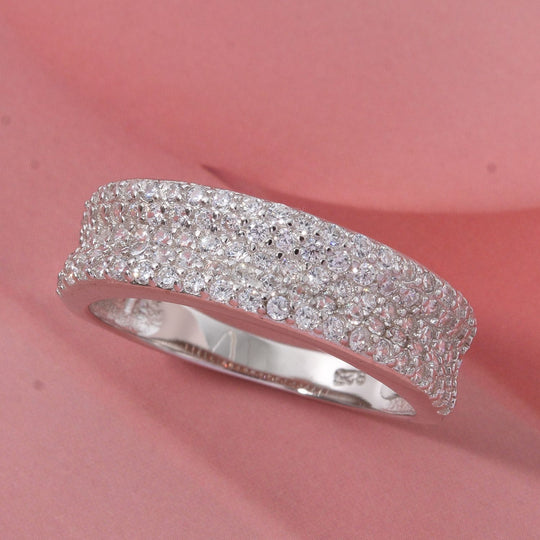 Lustro Stella Weißer Zirkonia Ring 925 Silber rhodiniert (Größe 17.00)