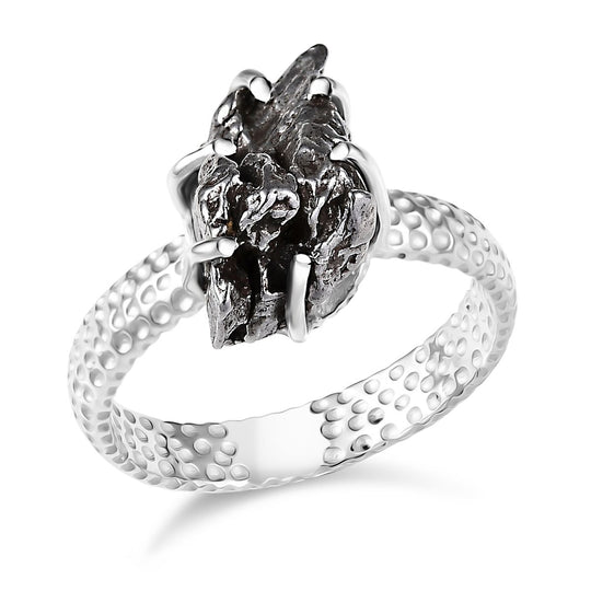 D'Joy Muonionalusta Meteorit Ring, 925 Silber rhodiniert (Größe 20.00) ca. 20.05 ct