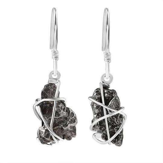 Muonionalusta Meteorit Ohrringe 925 Silber rhodiniert ca. 31.89 ct