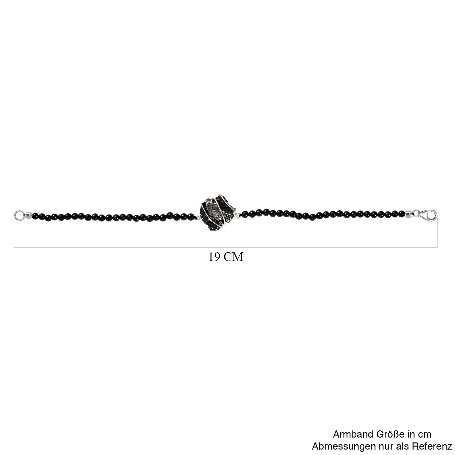 Muonionalusta Meteorit, Schwarzer Spinell Armband ca. 19 cm 925 Silber rhodiniert ca. 44.84 ct