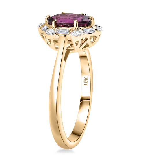 LUXURIANT  (10-16 Werktage Lieferzeit)  1,66 ct. AAA Radiant Ember Granat und Labor Diamant Ring in 417 Gold