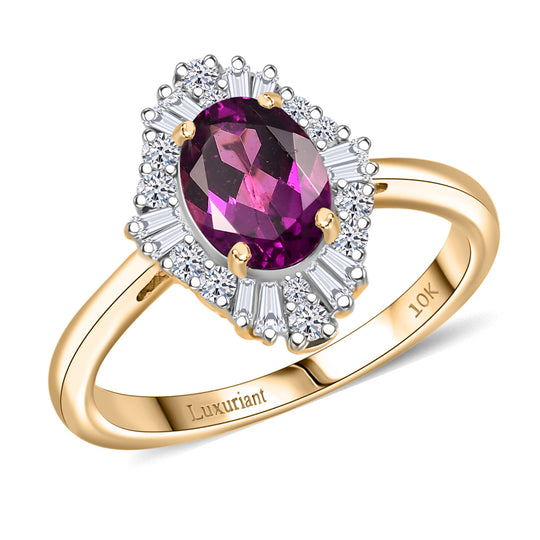 LUXURIANT  (10-16 Werktage Lieferzeit)  1,97 ct. AAA Radiant Ember Granat und Labor Diamant Ring in 417 Gold