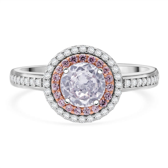 LUSTRO STELLA - Weißer Zirkonia, Rosa Zirkonia Ring 925 Silber rhodiniert (Größe 18.00)