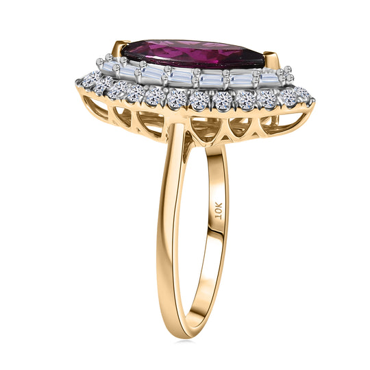 LUXURIANT  (10-16 Werktage Lieferzeit)  3,59 ct. AAA Radiant Ember Granat und Labor Diamant Ring in 417 Gold