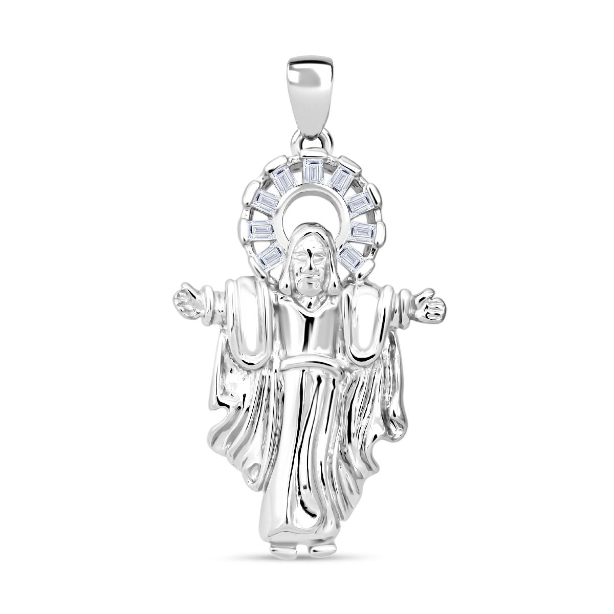 LUSTRO STELLA - Weißer Zirkonia Anhänger 925 Silber rhodiniert