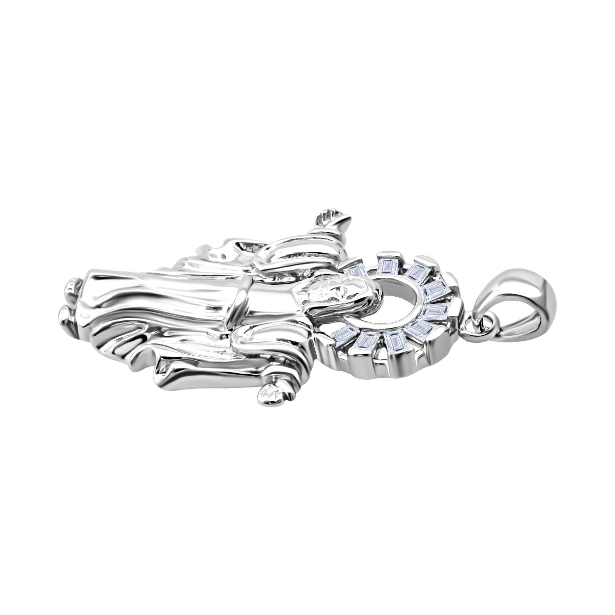 LUSTRO STELLA - Weißer Zirkonia Anhänger 925 Silber rhodiniert