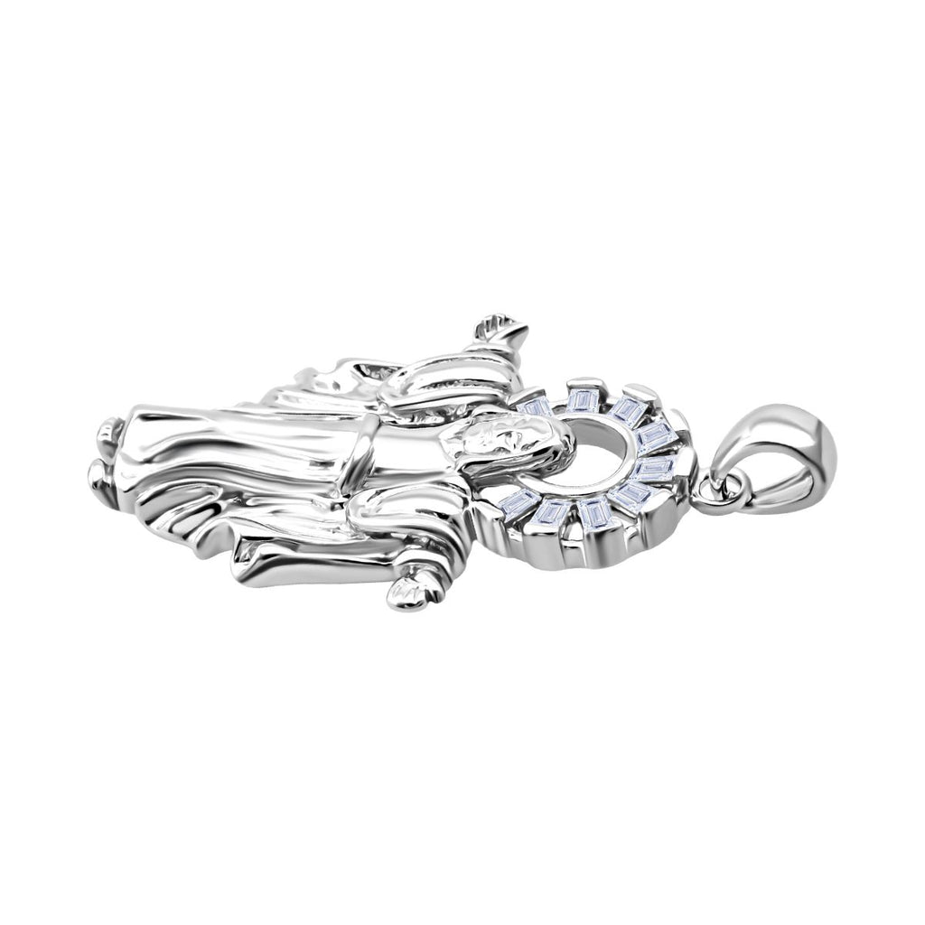 LUSTRO STELLA - Weißer Zirkonia Anhänger 925 Silber rhodiniert