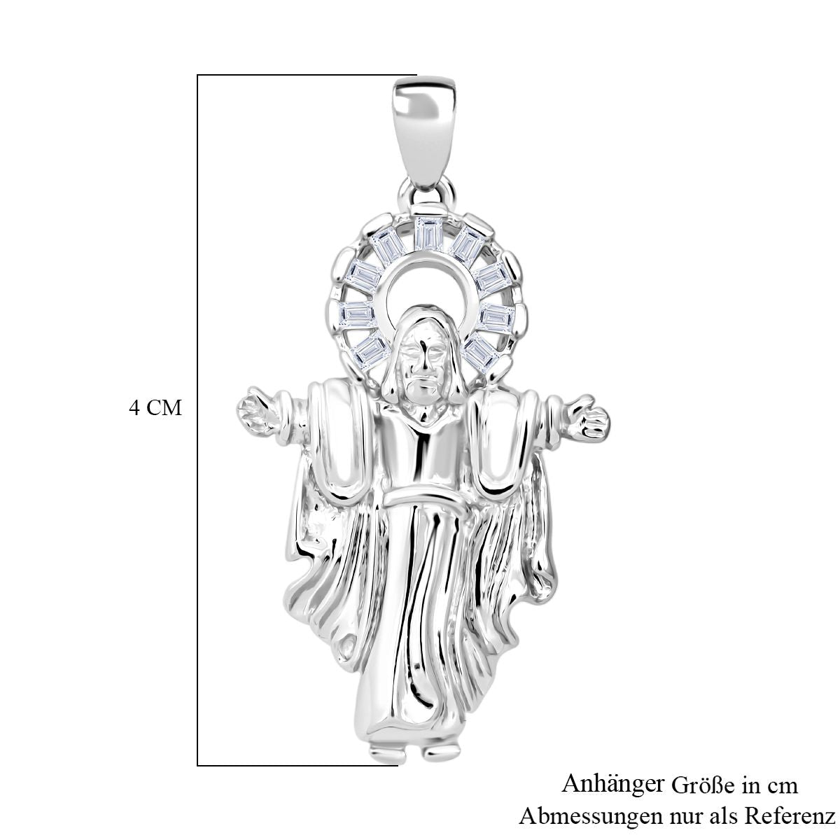 LUSTRO STELLA - Weißer Zirkonia Anhänger 925 Silber rhodiniert