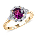 LUXURIANT DIAMOND - AAA Radiant Ember Granat, Lab Grown Diamant Ring 417 Gold (Größe 16.50) ca. 1,54 ct