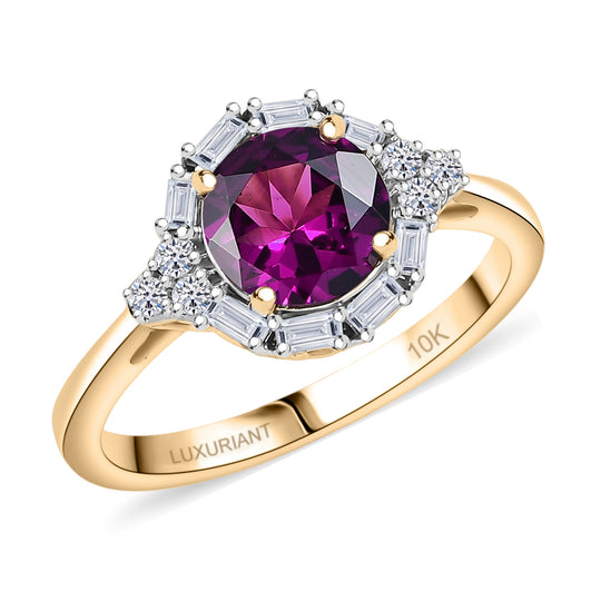 LUXURIANT  (10-16 Werktage Lieferzeit)  1,54 ct. AAA Radiant Ember Granat und Labor Diamant Ring in 417 Gold