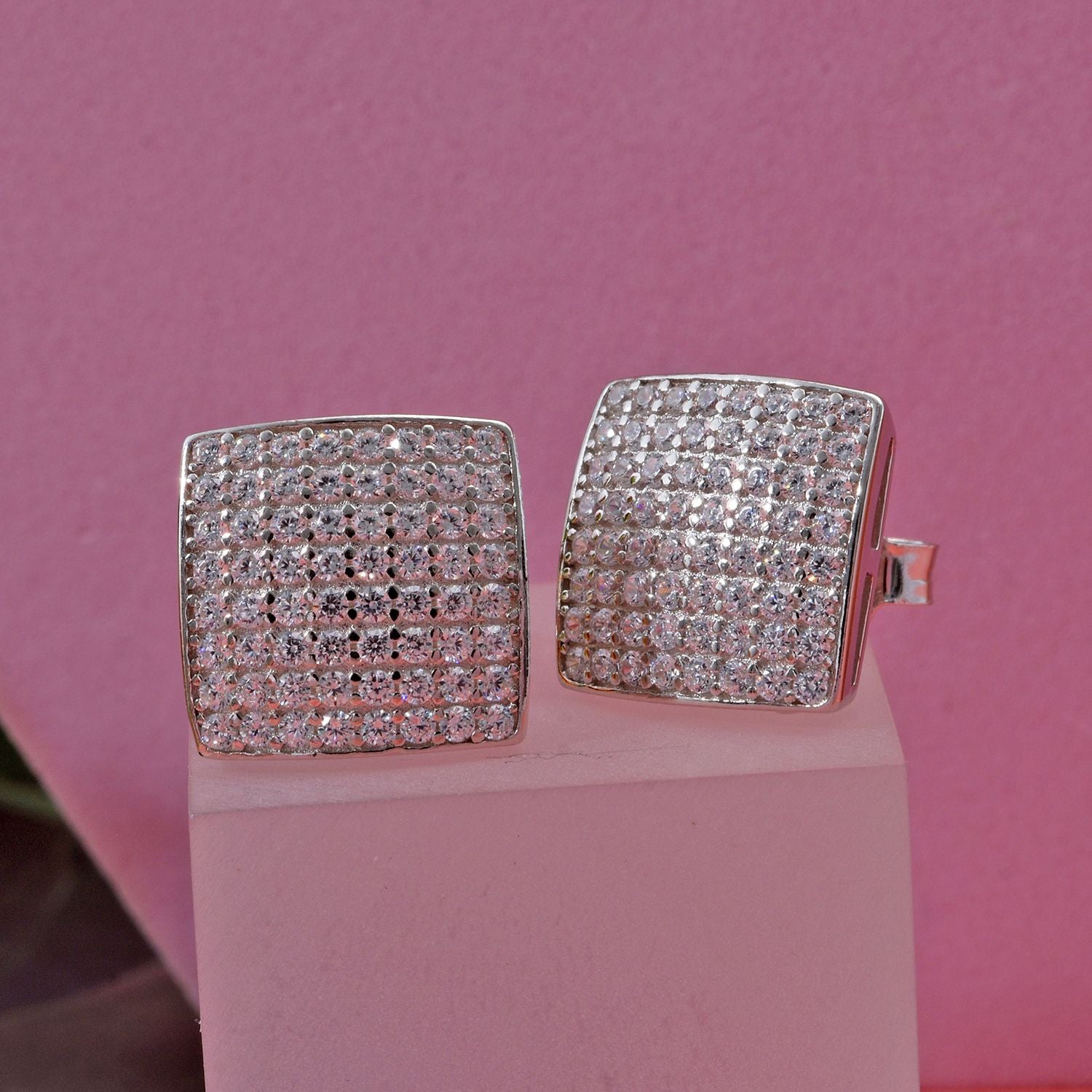 Lustro Stella Weißer Zirkonia Ohrringe 925 Silber rhodiniert