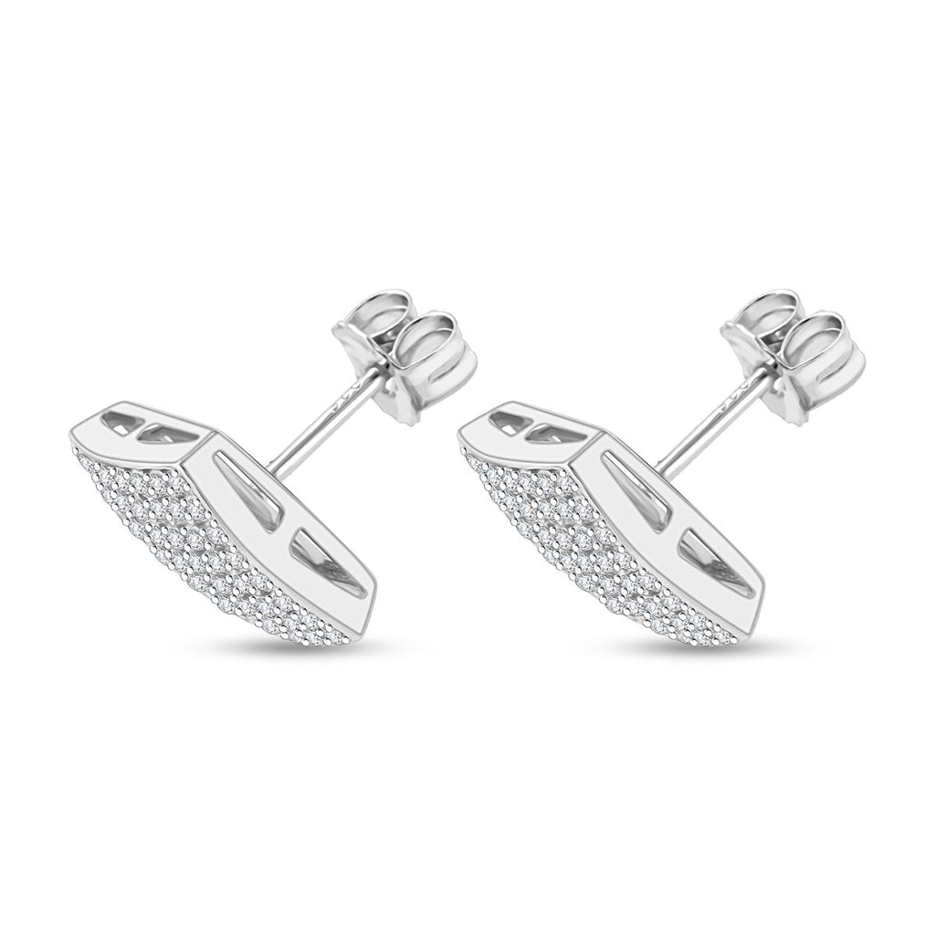 Lustro Stella Weißer Zirkonia Ohrringe 925 Silber rhodiniert
