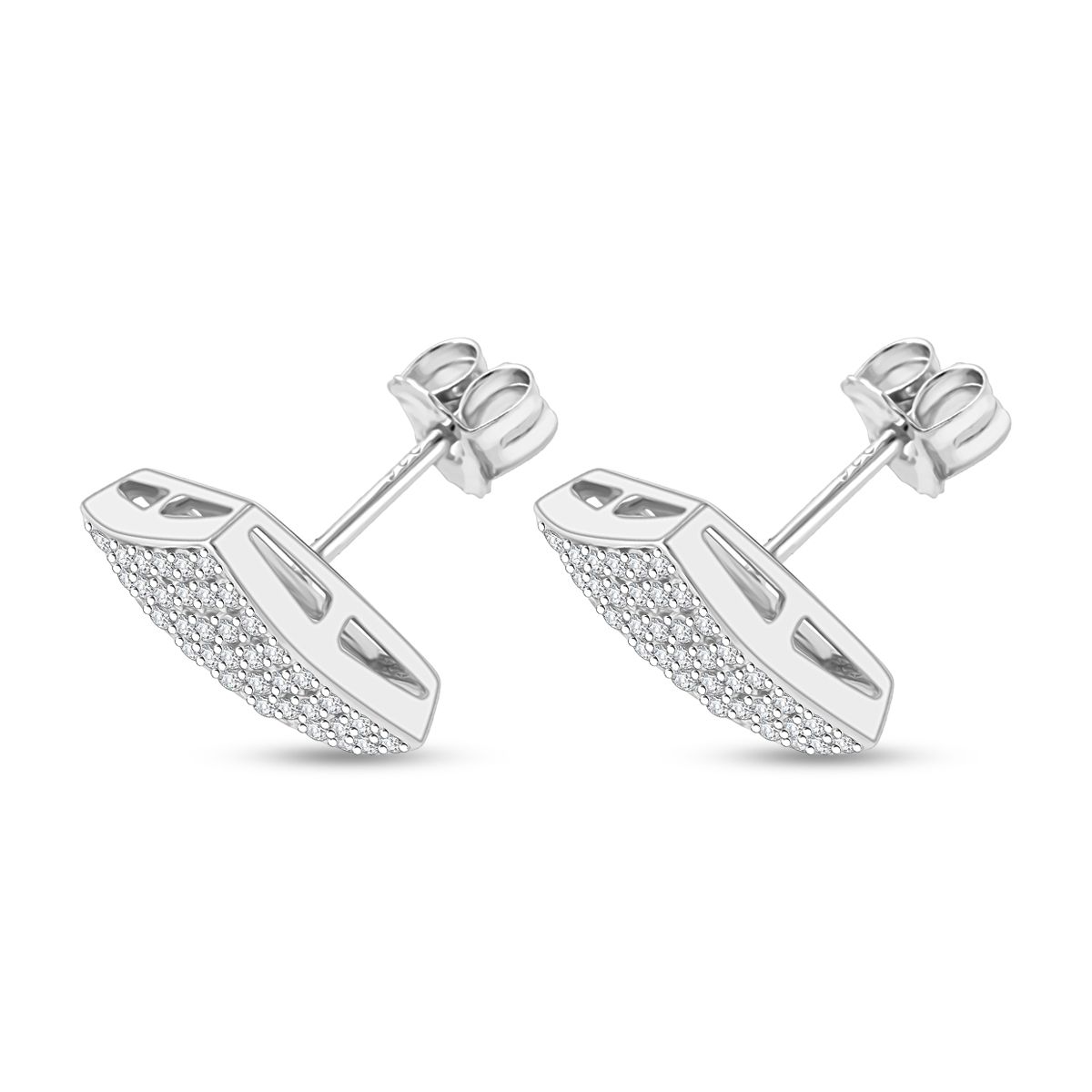 Lustro Stella Weißer Zirkonia Ohrringe 925 Silber rhodiniert