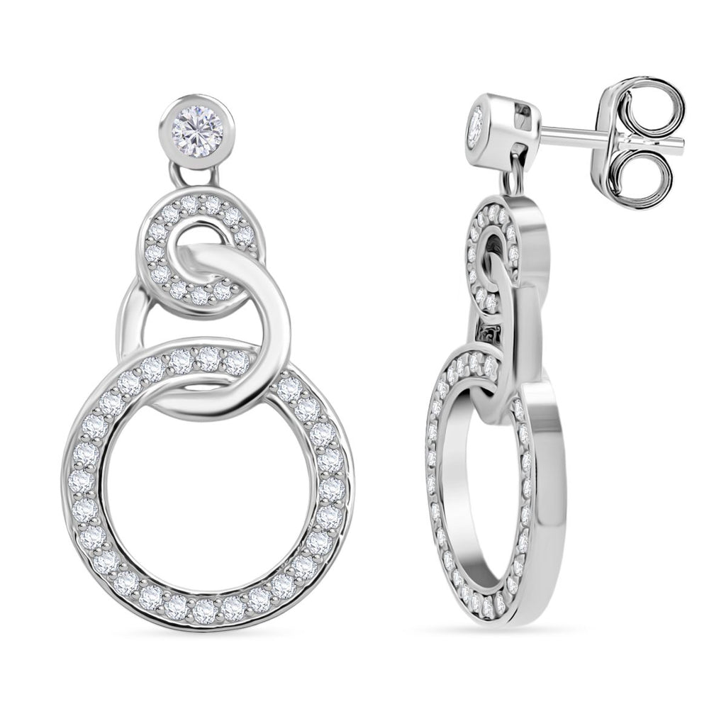Lustro Stella Weißer Zirkonia Ohrringe 925 Silber rhodiniert