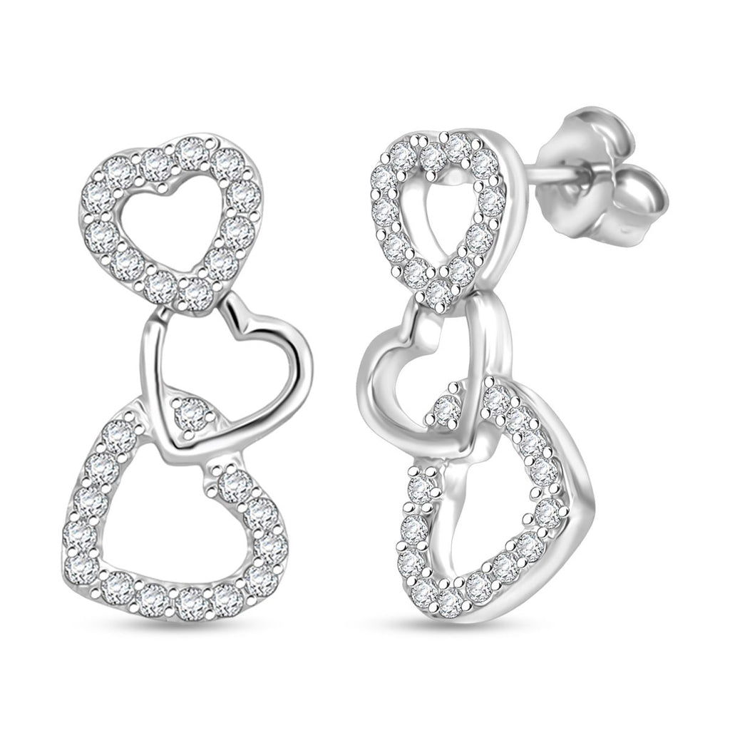 LUSTRO STELLA - Weißer Zirkonia Ohrringe 925 Silber rhodiniert