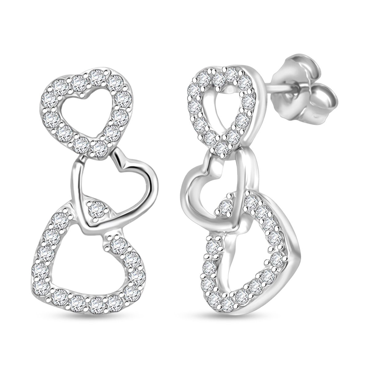 LUSTRO STELLA - Weißer Zirkonia Ohrringe 925 Silber rhodiniert