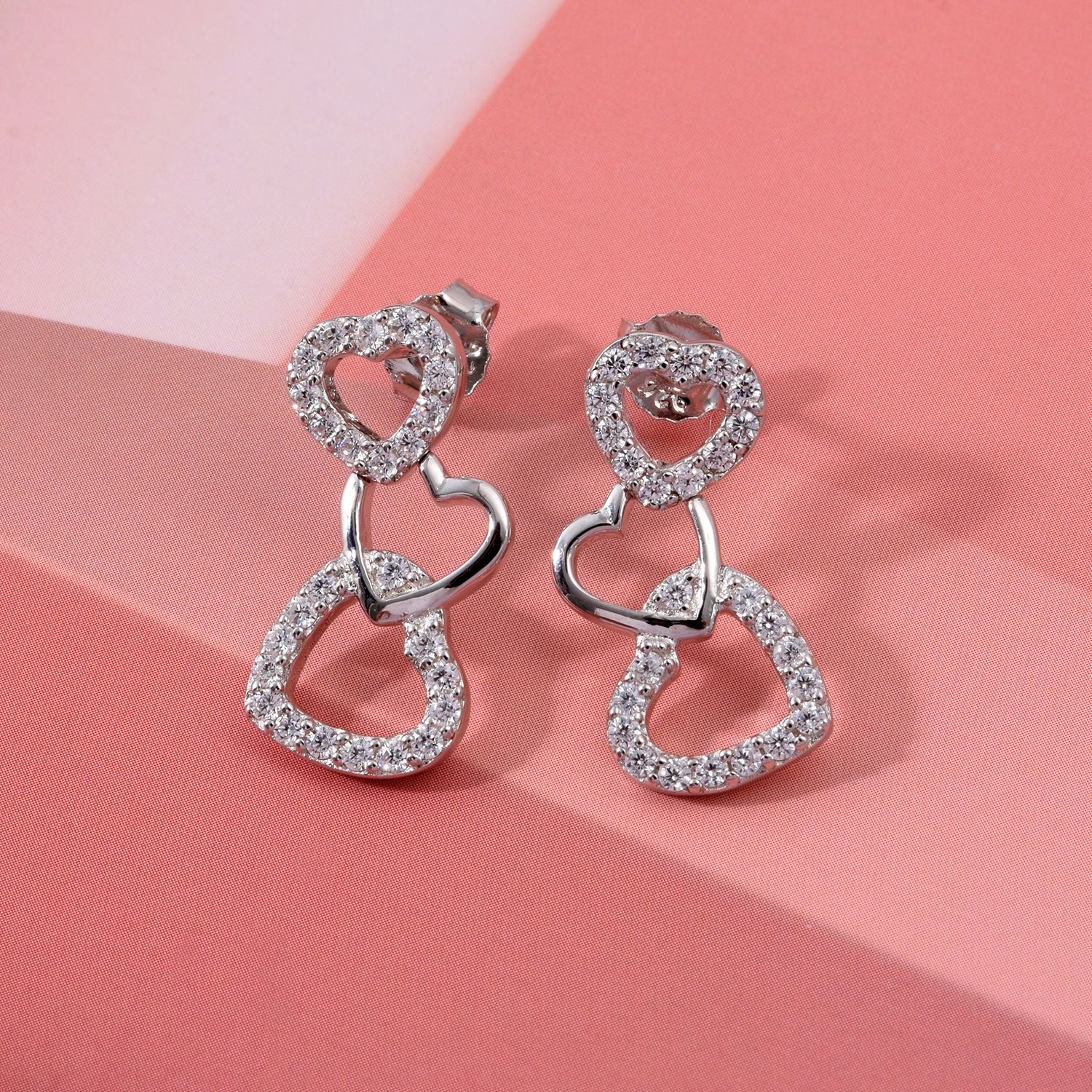 LUSTRO STELLA - Weißer Zirkonia Ohrringe 925 Silber rhodiniert