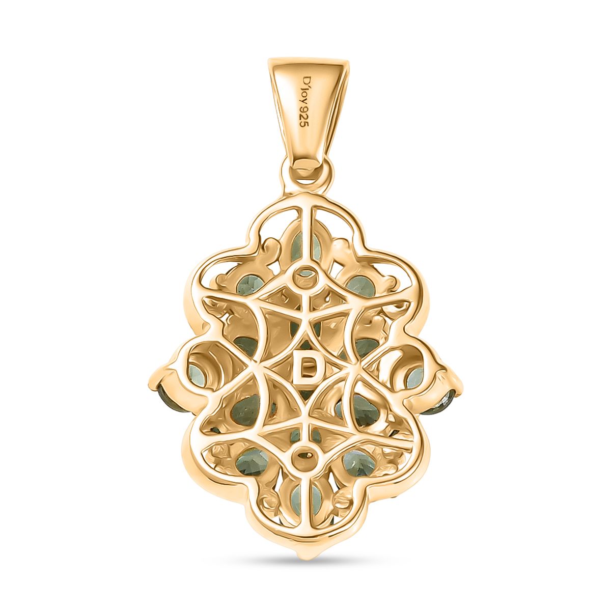 D'Joy Grüner Apatit Anhänger 925 Silber 750 Gelb Vergoldet ca. 2.65 ct