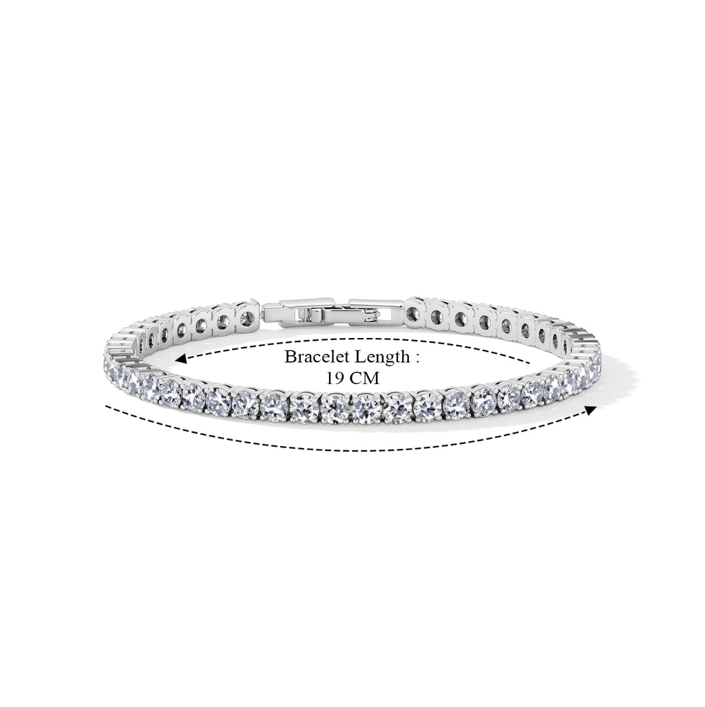 Zirkonia Armband ca. 19 cm Nickelfreies Messing rhodiniert