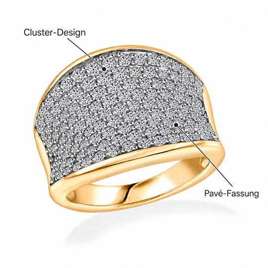 LUXURIANT DIAMANT - Lab Grown Diamant SI-GH SGL zertifiziert Ring 925 Silber 750 Gelbgold Vermeil (Größe 17.00) ca. 1,50 ct