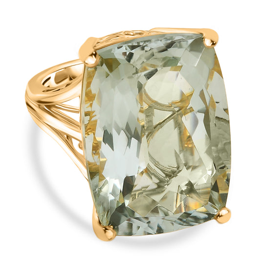 D'Joy AA Prasiolith Ring 925 Silber 750 Gelbgold Vermeil (Größe 17.00) ca. 37,93 ct