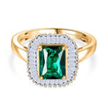 Luxuriant - AAA Lab Grown Kolumbianischer Smaragd, Lab Grown Diamant Ring 925 Silber 750 Gelbgold Vermeil (Größe 19.00) ca. 1.55 ct