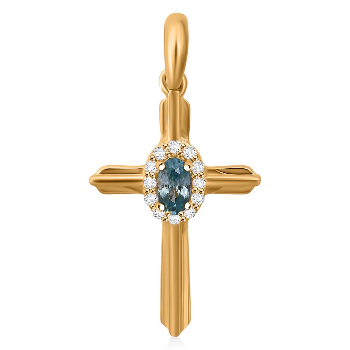 D'Joy AA Blauer Zirkon, Weißer Zirkon Anhänger 925 Silber vergoldet ca. 0.50 ct
