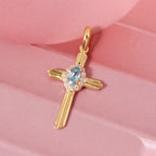 D'Joy AA Blauer Zirkon, Weißer Zirkon Anhänger 925 Silber vergoldet ca. 0.50 ct