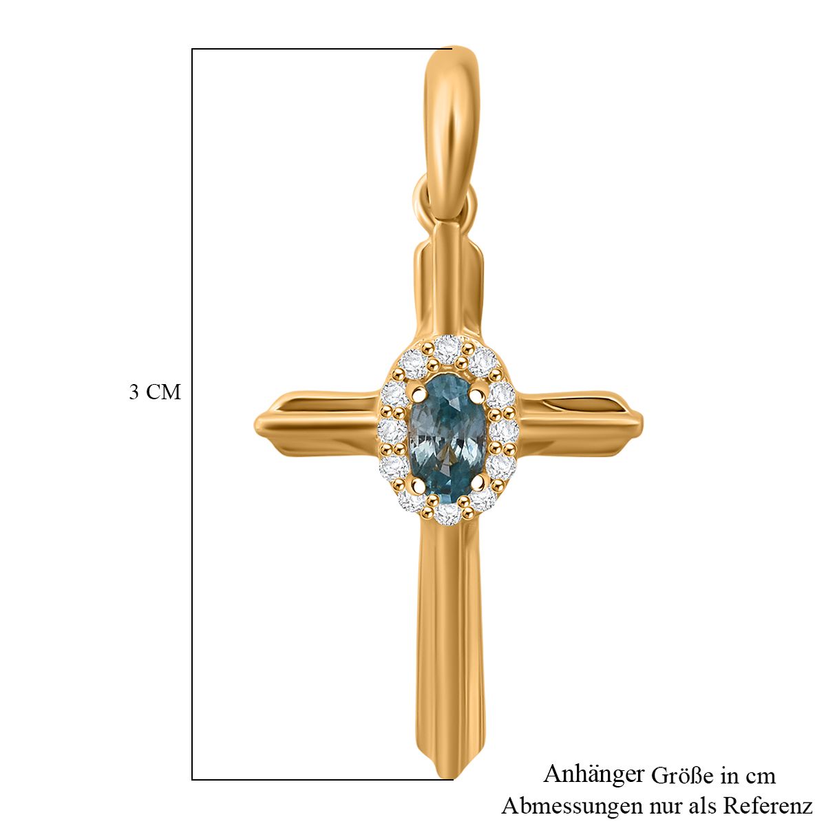 D'Joy AA Blauer Zirkon, Weißer Zirkon Anhänger 925 Silber vergoldet ca. 0.50 ct