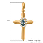 D'Joy AA Blauer Zirkon, Weißer Zirkon Anhänger 925 Silber vergoldet ca. 0.50 ct