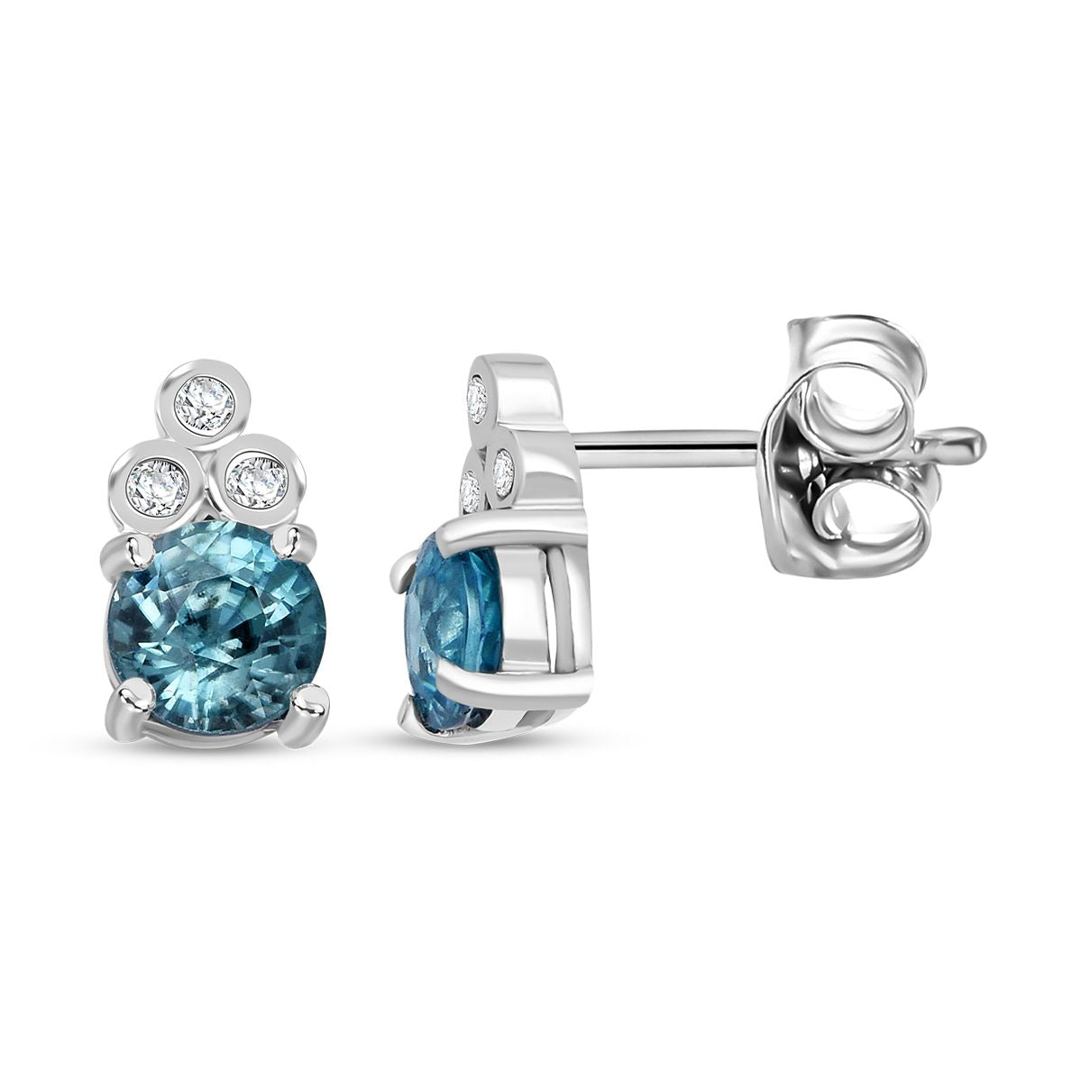 D'Joy AA Blauer Zirkon, Weißer Zirkon Ohrringe 925 Silber rhodiniert ca. 1.70 ct